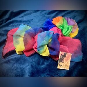 Vintage Early 90s Rainbow Fabric Snap Barettes - Set of 2